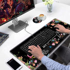 Ergonomic Keyboard Wrist Rest & Mouse Pad Wrist Rest Set, Large Gaming Desk Mat 31.5"x 11.8" with Memory Foam, Easy Typing Pain Relief for Home & Office, Floral Quote She Believed She Could So She Did