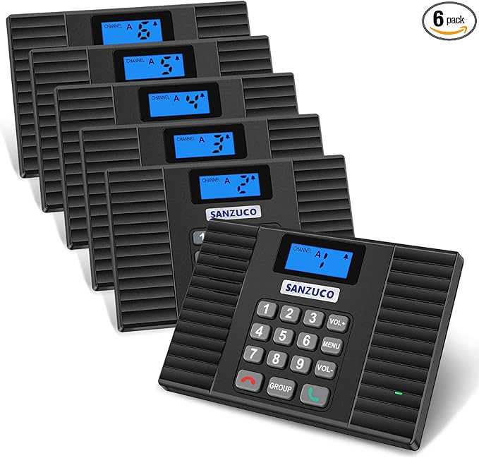 SANZUCO Intercoms Wireless for Home 60D, 2025 Hands Free Intercom Long Range, Clear Sound Wireless Intercom System for House, 18 Channels Two Way Real Time Intercom System for Business Office