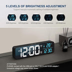 Hournor Digital Clock for Bedroom, Digital Wall Clock for Living Room Decor, Desk Table Clocks, Digital Clock Large Display, Bedroom Smart Alarm Clock for Office Blue