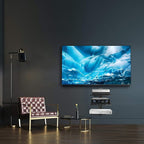 DVD Floating Shelf, Glass TV Wall Mount with Shelf for DVD Player / PS4 / Cable Boxes / Game Consoles / Sky Box / TV Accessories, Media Shelf, Flat Black Wall Mount Bracket, AV Shelves, 3 Tiers CS303S