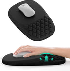 VAGAU Ergonomic Mouse Pad with Wrist Rest, Wrist Rest Pain Relief Mousepad Memory Foam Massage & Non-Slip PU Base for Carpal Tunnel Pain Relief - Gaming, Office, Home Use (Black)
