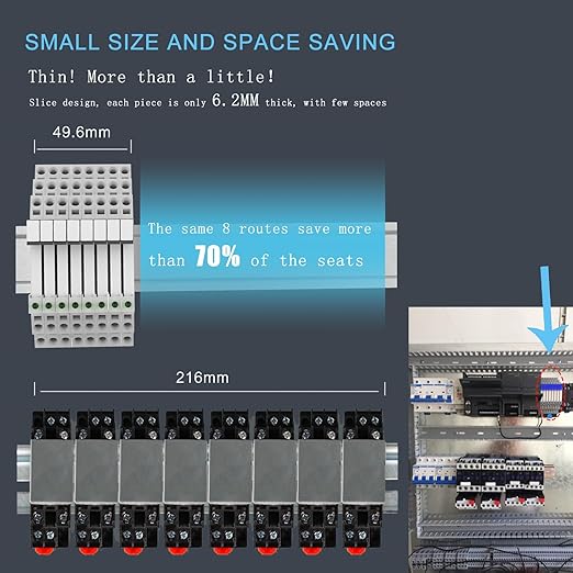 Electromagnetic Relay 5VDC SPDT 6Amp, Power Relays with LED Indicator, Socket Base, DIN Rail, Ultra Thin 6.2mm, UL Certification
