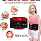 Cordless Rechargeable Red Light Therapy Belt, Wearable Infrared Light Therapy with Pulse Mode, Removable 4000 mAh Battery 5 Light Intensities to Relieve Back Body Pain