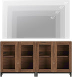 WAMPAT 63 Inch TV Stand with Glass Doors for 32-70 inch TVs, Modern Entertainment Center TV Console with Adjustable Shelves for Living Room, Bedroom, Brown