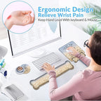 Keyboard Wrist Rest + Mouse Pad Wrist Support Set with Coasters, Non-Slip PU Base Ergonomic Mousepad for Home Office Working Studying Easy Typing & Pain Relief, Bible Verse Phil 4:13