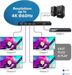 OREI 1x4 2.0 HDMI Splitter with Scaler Audio Extractor 4 Ports with Full Ultra HDCP 2.4K at 60Hz & 3D Supports EDID Control - UHDS-104A