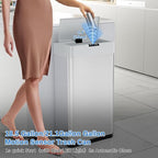 AthLike Sensor Trash Can, Touchless Motion Sensor Trash Bin, Smart Automatic Garbage Can with Soft-Close Lid, Bag Retainer Ring and Display Light,for Kitchen,Living Room Office (Silver, 18.5 Gal)