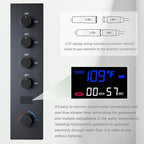 KATAIS Temperature Display Oil Rubbed Bronze Shower System, Push Button Shower Faucet with Handheld Spray, Ceiling Mount 12 Inch and 8 Inch Wall Mount Shower Head, 6 PCS Body Jet