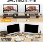 TAVR Dual Monitor Stand Riser, Computer Monitor Stands for 2 Monitors, Extra Long Multifunctional Desktop Organizer Riser for Computer, Laptop, PC, Printer, TV, Max 43.3" Length, Rustic Brown