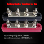 4 x #10 (M5) Studs Bus Bar, Ampper 4.2" Power/Ground Distribution Block Brass Battery BusBar Junction with Cover for Auto Boat Amplifier and More (Red & Black)