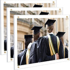 Kalami 3 Pack 8.5x11 Acrylic Wall Mount Picture Frame Self Adhesive, Floating Frameless Clear Frame for Photographs Artwork Diploma Certificate or A4 Letter Document Display- Full Frame Size 10x12.6