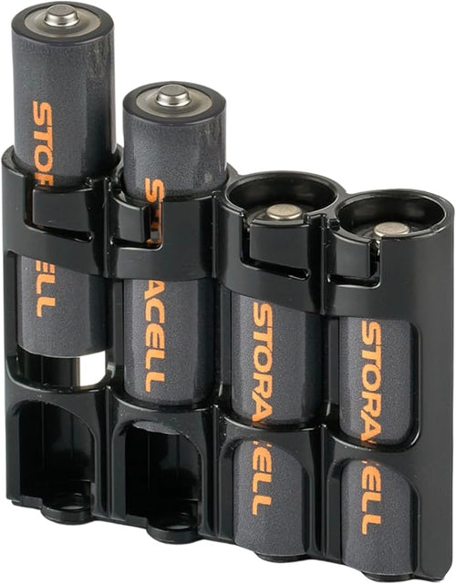 AA Battery Storage Caddy by Storacell, Black, Holds 4 Batteries (Not included)