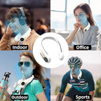 Portable Neck Fan,Personal Wearable Bladeless Fan,LED Display,4-Speeds,6000mAh USB Rechargeable,360° Strong Cooling Wind,Hands Free,White Elephant Gift,Christmas Gifts for Men Women Dad Mom (White)