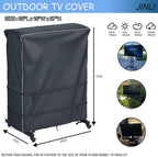 JINLI 65-70 inch outdoor TV trolley cover, courtyard TV cover, Oxford fabric waterproof and dustproof, triple windproof design, compatible with rolling/mobile stand