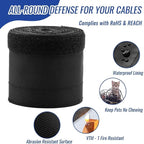 Flauzmann 1/2" - 6.6FT Chew Proof Cat Cord Protector（Hook & Loop Split Sleeve for Pets - Cat/Dog Proof Cable Management Sleeve for Office USB Computer Audio Cables, Flexible Wire Cover - Black