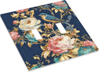 Bvtewkhz Floral Birds Morris 2 Gang Double Toggle Decorative Outlet Covers Light Switch Plate Electrical Receptacle Switchplate For Bathroom Kitchen Bedroom