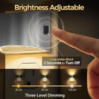 DORESshop LED Night Light[2 Pack], Night Lights Plug into Wall, 3 Level Brightness Adjustable Plug in Night Light, Dusk to Dawn Sensor Nightlights for Adults,Bedroom,Hallway,3000K -Chrome Cover