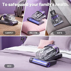 LED Display Mattress Vacuum Cleaner, 18Kpa Bed Vacuum Cleaner with 253.7nm UV-C Light, 149℉ Heat, Triple-Cup Versatile Handheld Vacuums for Bed Sofa Carpets Pet Hair