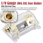 1/0 Gauge Wire Copper Clad Aluminum CCA (20Ft Each Black/Red) Primary Automotive Wire,1Pcs 250A ANL Fuse Holder,Battery Cable for Car Audio Speaker,Solar,RV Trailer Amp Wiring