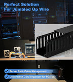 ZhiYo 99in (6X L16.5in) Server Rack Cable Management Raceway, H2.4in x W2in Cable Raceway Kit, Electrically Safe PVC, Open Slot Wire Raceway for Under Desk/Computer/Network Cords
