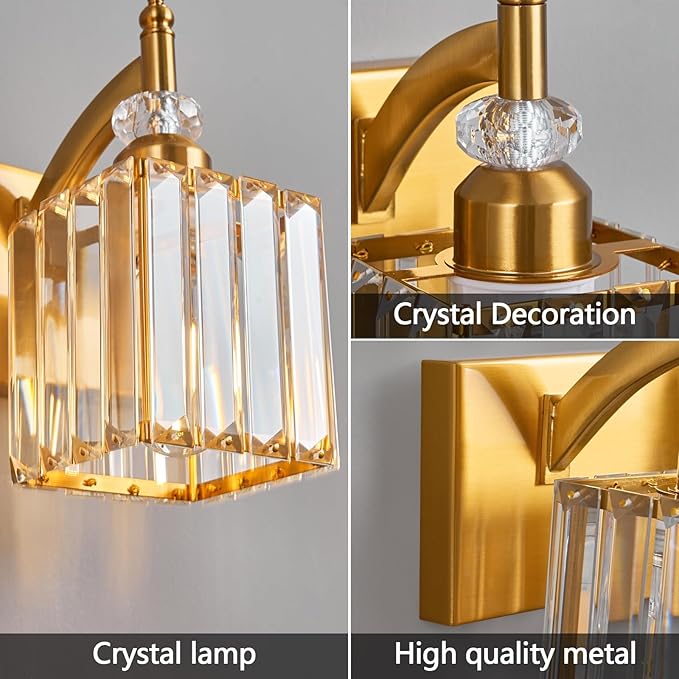 BBLLWJ Crystal Vanity Lights - Gold 6 Light Modern Bathroom Vanity Light Fixtures Over Mirror