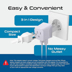 Ceptics European Travel Plug Adapter - USB-A & C, Type C Adapter for Turkey, Egypt, Iceland - USA Input - Ideal for Phones, Chargers, Cameras & More