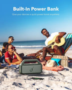 Soundcore Boom 2 by Anker, Outdoor Speaker, 80W, Subwoofer, BassUp 2.0, 24H Playtime, IPX7 Waterproof, Floatable, RGB Lights, USB-C, Custom EQ, Bluetooth 5.3, Portable for Camping and Beach - Green