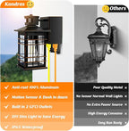 Motion Sensor Dusk Dawn Outdoor Wall Light Fixture with GFCI Outlets, Sensor Porch Light Outdoor Wall Mount Oil Rubbed Bronze, Waterproof Outside Light for House Front Doorway Patio, 3 Lighting Mode