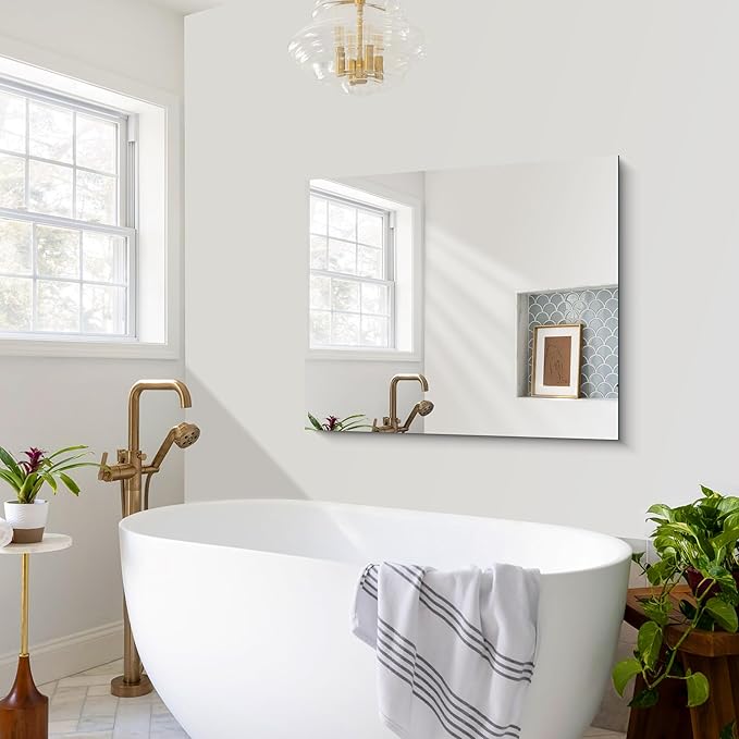 CILIBER Frameless Mirror, 30x36 inch Rectangle Bathroom Mirror for Wall, Upgraded Shatterproof Vanity Mirror with Polished Edge for Bathroom,Bedroom,Living Room and Entryway