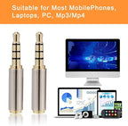 Mizi [2 Pack 3.5mm Male to 2.5mm Female Stereo Audio Adapter Headset Converter Connector for Smartphones, Headphone, Mic, Tablets - Silver