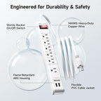 [ETL Listed] Cable Matters 2-Pack 6-Outlet Surge Protector Power Strip with USB Ports - 12ft, Long Extension Cord, Surge Protector with USB Ports, White
