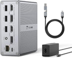 DisplayLink Docking Station Dual Monitor 4K@60HZ for MacBook, Windows, TobenONE Universal Mac mini M4 Dock with 2 HDMI & 2 DP, 65W Power Delivery, 7 USB, USB-C 3.1, Ethernet, SD/TF