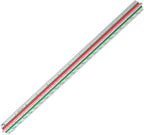 12" Architectural Scale Ruler Aluminum Architect Scale Triangular Scale Ruler for Architects, Draftsman, Students and Engineers, Color-Coded (1 Pack)