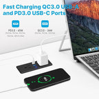 CCCEI Recessed Power Strip with Outlet and 65W USB C Ports, Furniture Flush Mount Power Strip, Small Desk Hidden Outlet for Conference Table, Nightstand, Black, 10FT.