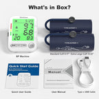 Blood Pressure Monitor for Home Use, Rechargeable Automatic Digital BP Machine with 2 Cuffs (9-17'' & 13-21''), Adjustable Upper-Arm Blood Pressure Cuff, Large LCD Backlit Display, 2x199 Sets Memory