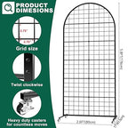 Asee'm Grid Wall Panels Display Stand 2.6' x 5.8' FT Black Movable Wire Grid Wall Display Rack Heavy Floorstanding Detachable Girdwall Panel with T-Base for Craft Show Rack, Retail Displays 1PCS