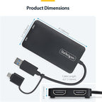 StarTech.com Dual Monitor Adapter for M1/M2/M3/M4 macOS Systems, Windows, ChromeOS. Thunderbolt, USB 3.0 or USB-C HDMI Splitter Extended Display, 4K30 Output 1 & 1080p Output 2, (107B-USB-HDMI-2)