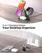 3 in 1 Wireless Charging Station for Apple Device: Fast Charging Station for iPhone and Watch with MagSafe, Stable Charger Stand for iPhone 12-16 & iWatch & AirPods