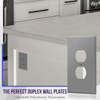 ENERLITES Duplex Receptacle Outlet Wall Plate, Jumbo Electrical Outlet Covers, Gloss Finish, Oversized 1-Gang 5.51" x 3.50", Polycarbonate Thermoplastic, 8821O-GY-10PCS, Gray, 10 Pack