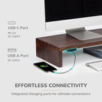 Anji Mountain Wooden Monitor Stand - Elegant Monitor Riser, Perfect Monitor Stand for Desk Organization, Durable Wood Construction monitor stands, Enhances Ergonomics and Workspace Efficiency,Walnut