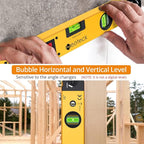 Neoteck 225° 16 inch Digital Angle Finder Aluminum Protractor with LCD Backlight Digital Angle Measuring Tool with Horizontal and Vertical Bubble for Woodworking, Construction, Machinery - Golden