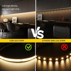 Pandery COB LED Strip Lights Natural White,24V Dimmable led Light Strip KIT with Remote and app Control,4000K 50FT/15m 8mm Wide Ra>90 Cuttable Flexible Strip Lights for Bedroom,Wardrobe,Cabinet