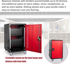 Thetilsy 32 Device Mobile Charging Station for Laptops/Tablets/iPads/Chromebooks,32 Bay Lockable Charging Cabinet with Power Strip for Classroom,School Charging Carts with Casters