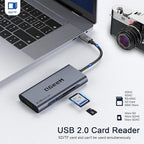 USB C Hub, QGeeM USB 4k to HDMI Adapter, 7 in 1 USB-C Dongle with 100W PD,USB 3.0, Card Reader, Compatible for MacBook iPhone 15/17 Ipad Pro max,Chromebook Laptop USB Type C Dock-Grey