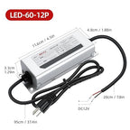 12V LED Driver 60 Watts Waterproof IP68 Power Supply Low Voltage Landscape Transformer AC 90-265V to 12V DC 5A Converter for Indoor Outdoor LED Strip and Any 12 V DC Device