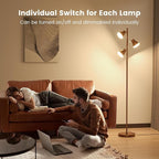 SIBRILLE 36W LED Tree Floor Lamp, Dimmable Tall Standing Lamp with Remote & Touch Control, 4 Color Temperatures Bright Floor Lamp, 3 Rotatable Light Modern Floor Lamps for Living Room Bedroom Office