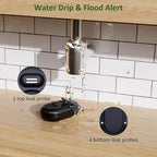 5 Pack WD60 Water Leak Detectors for Home, 100dB Water Sensor Alarm for Basement, Leakage Detection Device for Pipe/Drain/Under Sink Drip, Floor Flood in Bathroom/Kitchen/Toilet/Laundry Room, Black