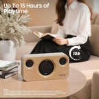Xinborry Portable Bluetooth Speaker with Deep Bass, 40W(Peak),Bluetooth 5.3,15-Hour Playtime, AUX, TF Card, 2 Way Stereo Sound Wood Home Audio for Indoor, Party, Outdoor, Camping