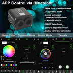 AZIMOM Dual Color 20W Fiber Optic Light Source RGBW Light Box Engine Diver Bluetooth/RF Remote Control Music Sensor Mode for Car/Home Star Ceiling Effect Decoration