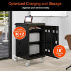 Aokleo 32 Devices Laptop Charging Cart, Tablet Storage Carts for Pad Up to 16.3" Screen Size, Classroom Computer Mobile Charging Station for Pads,Chromebooks,Laptops,Security Storage (Black)